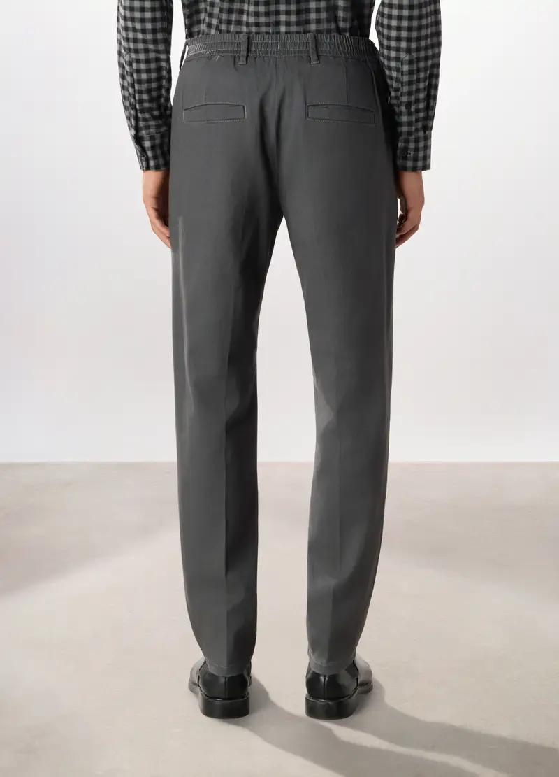 Pantalone Chino Con Micro Motivo In Misto Cotone Uomo, Grigio scuro melange miniatura 2