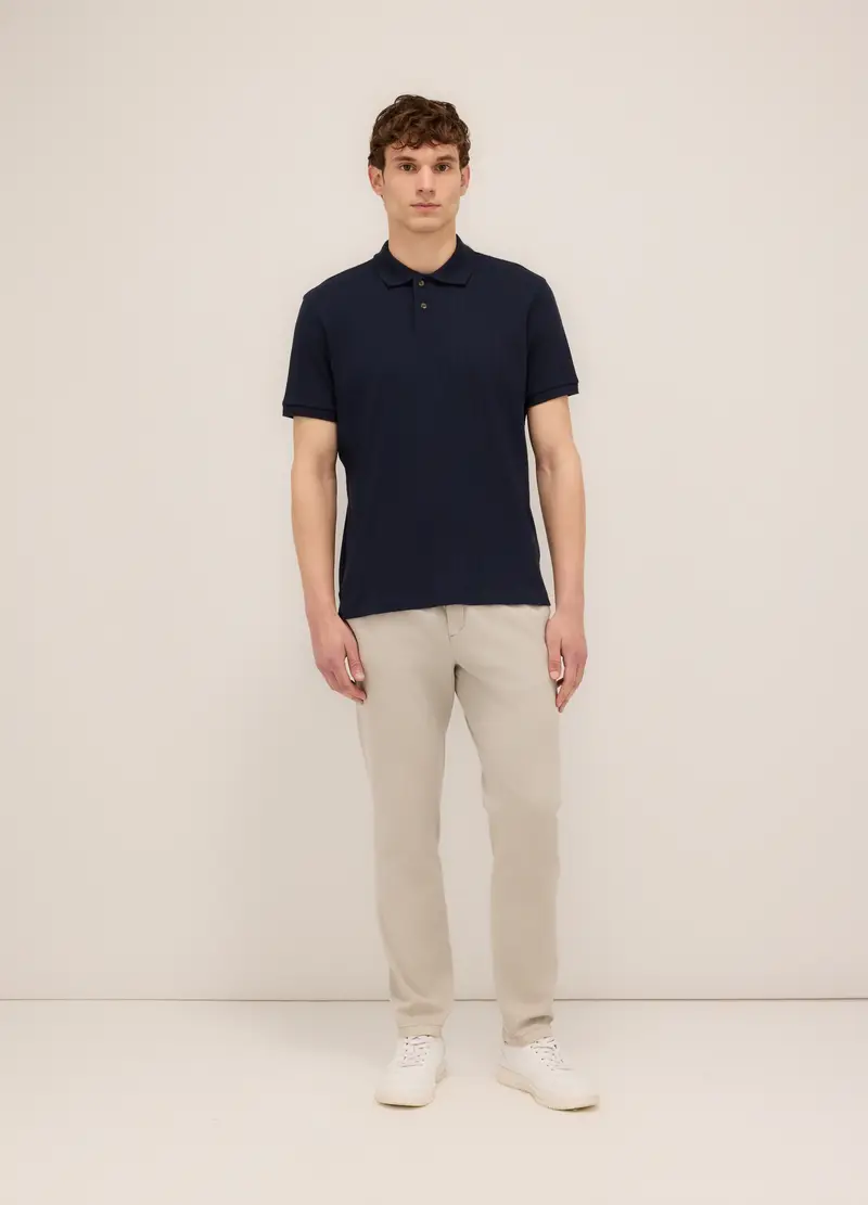 Pantalone Chino In Cotone E Lyocell Stretch Uomo, Beige chiaro