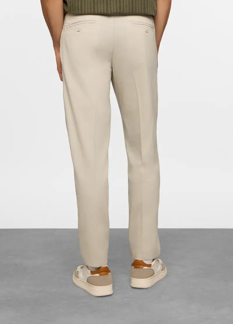 Pantalone Chino In Lino E Cotone Uomo, Beige chiaro miniatura 2