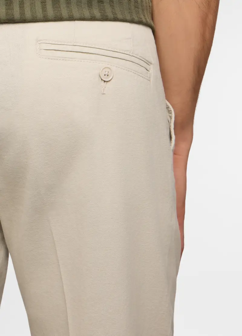 Pantalone Chino In Lino E Cotone Uomo, Beige chiaro miniatura 3