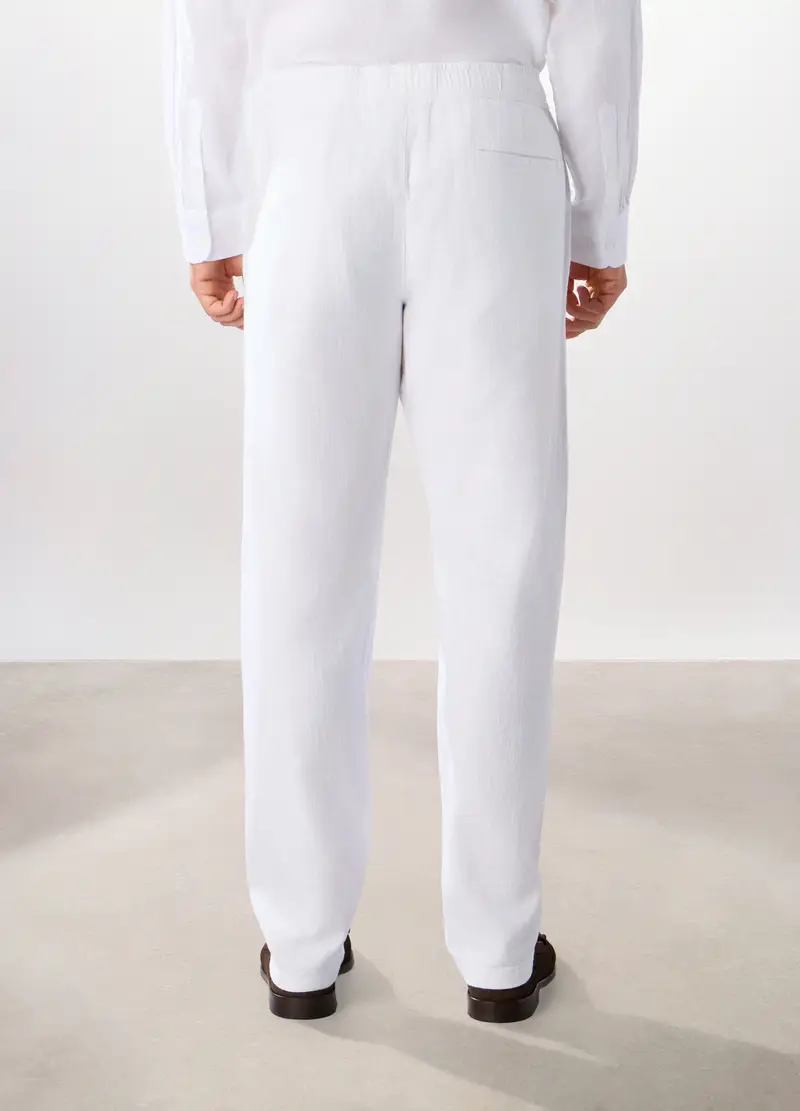 Pantalone Chino In Tela Di Cotone Uomo, Bianco ottico miniatura 2