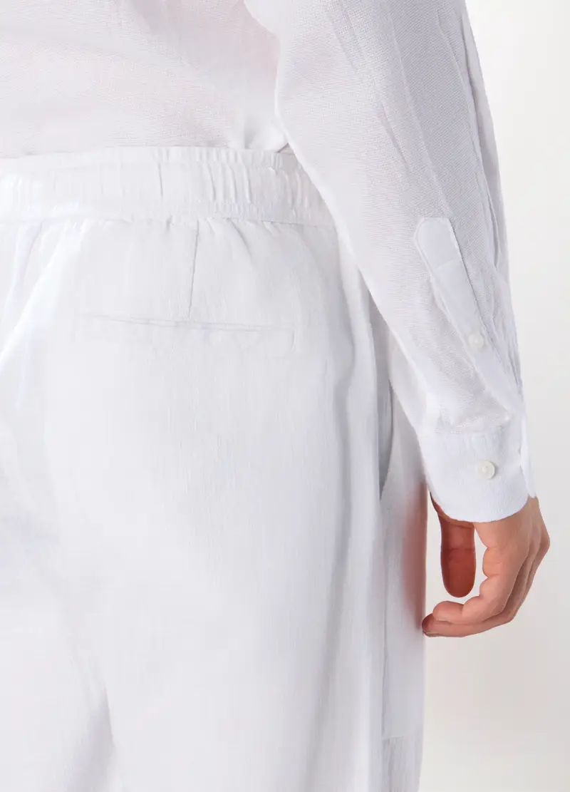 Pantalone Chino In Tela Di Cotone Uomo, Bianco ottico miniatura 3
