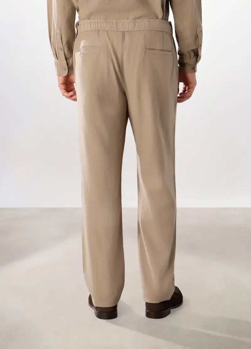 Pantalone Chino In Tela Di Cotone Uomo, Marrone ecru miniatura 2