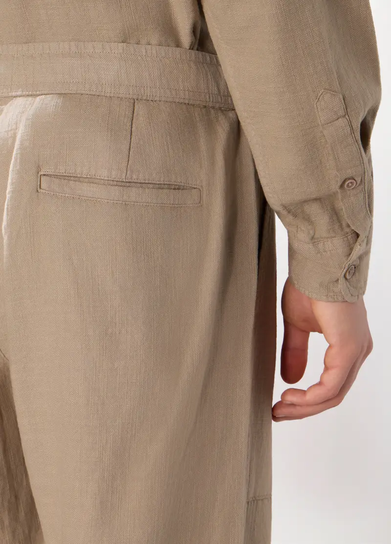 Pantalone Chino In Tela Di Cotone Uomo, Marrone ecru miniatura 3
