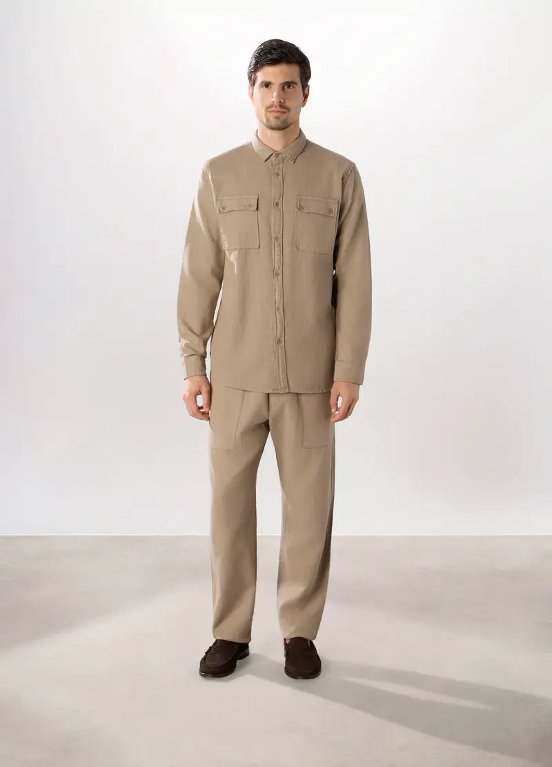 Pantalone Chino In Tela Di Cotone Uomo, Marrone ecru