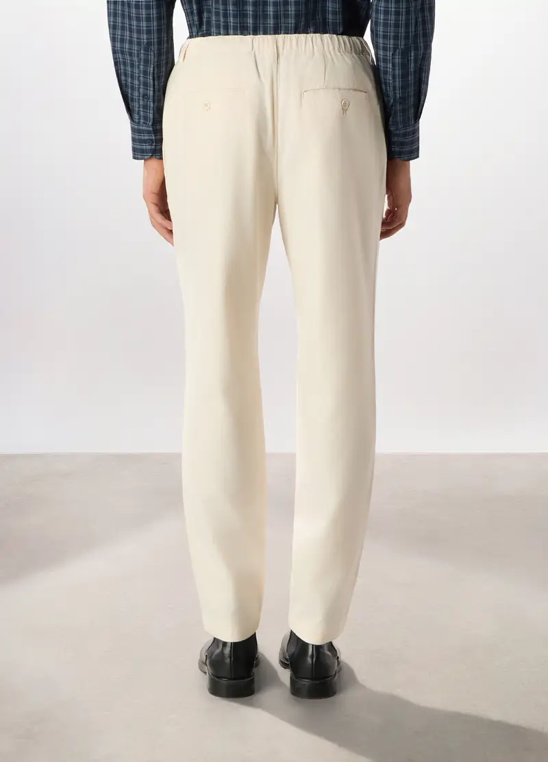 Pantalone Chino In Twill Misto Viscosa Uomo, Bianco avorio miniatura 2