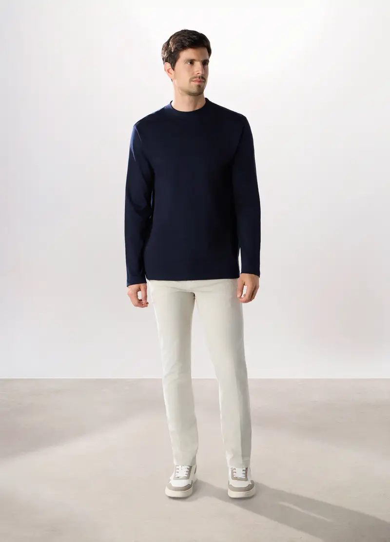 Pantalone Chino In Velluto Di Cotone Stretch Uomo, Bianco latte