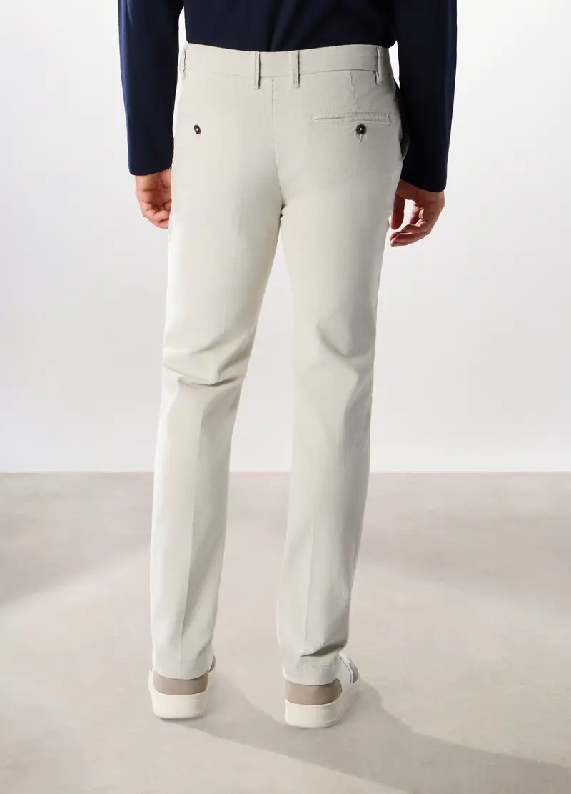 Pantalone Chino In Velluto Di Cotone Stretch Uomo, Bianco latte miniatura 2