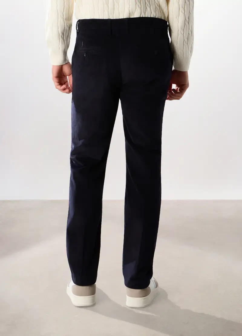 Pantalone Chino In Velluto Di Cotone Stretch Uomo, Blu scuro miniatura 2