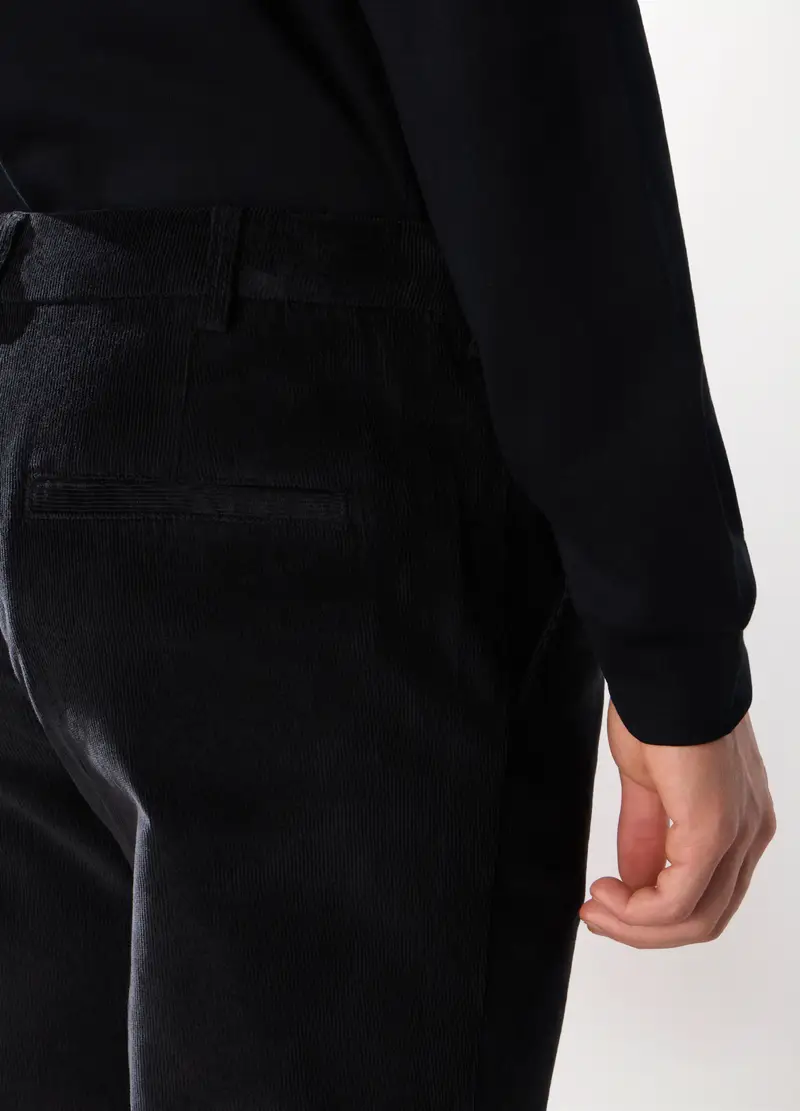 Pantalone Chino In Velluto Di Cotone Stretch Uomo, Blu scuro miniatura 3