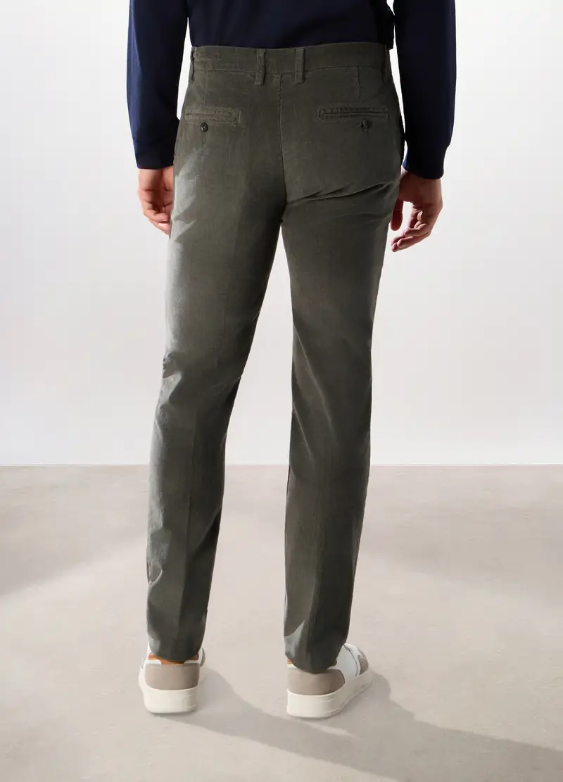 Pantalone Chino In Velluto Di Cotone Stretch Uomo, Grigio antracite miniatura 2