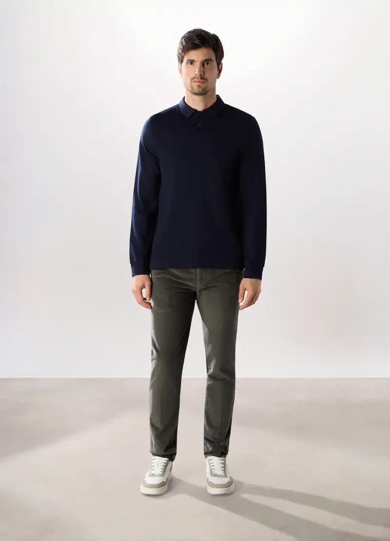 Pantalone Chino In Velluto Di Cotone Stretch Uomo, Grigio antracite