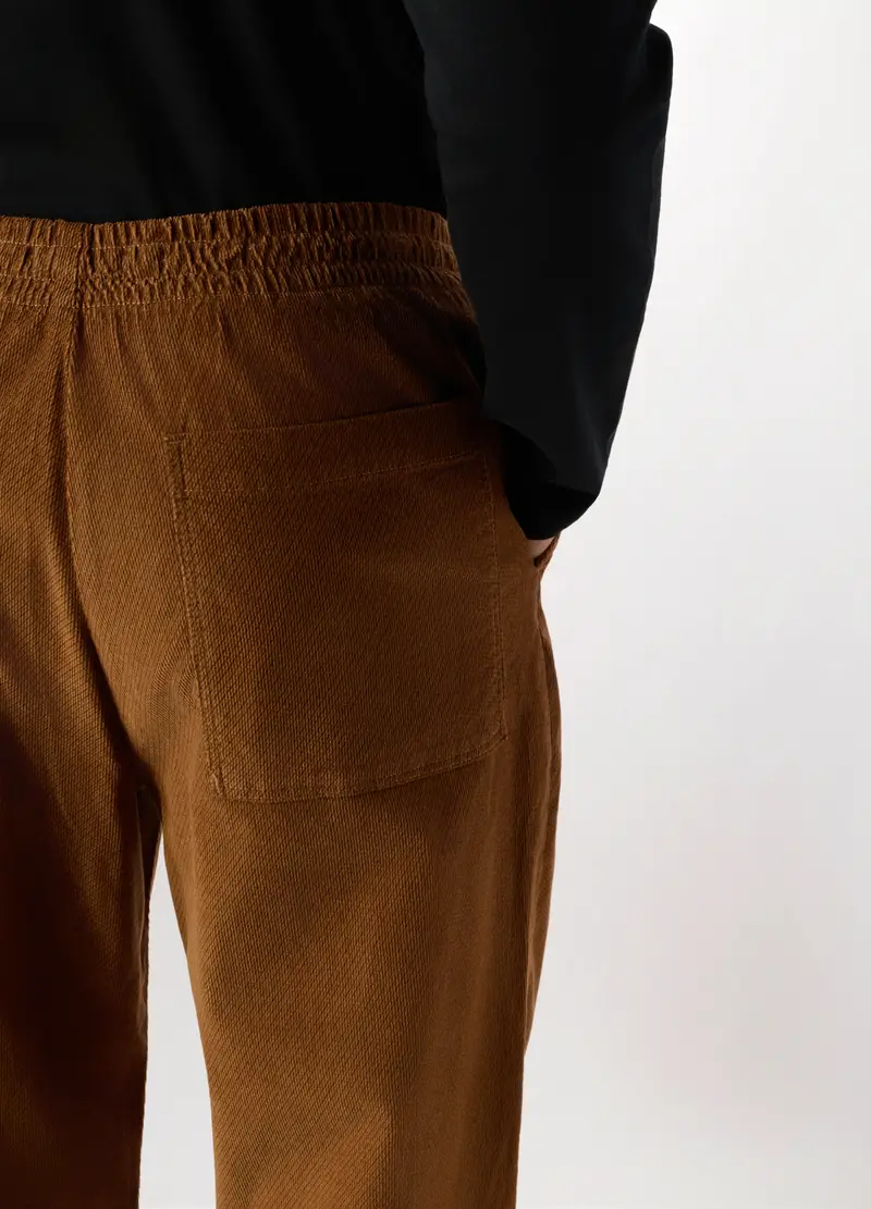 Pantalone Chino In Velluto Di Cotone Stretch Uomo, Marrone tabacco miniatura 3
