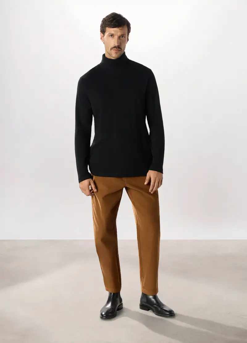 Pantalone Chino In Velluto Di Cotone Stretch Uomo, Marrone tabacco