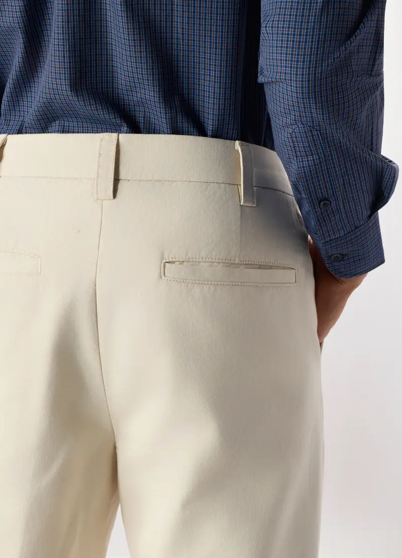 Pantalone Chino Regular Fit In Cotone, Uomo, Bianco avorio miniatura 3