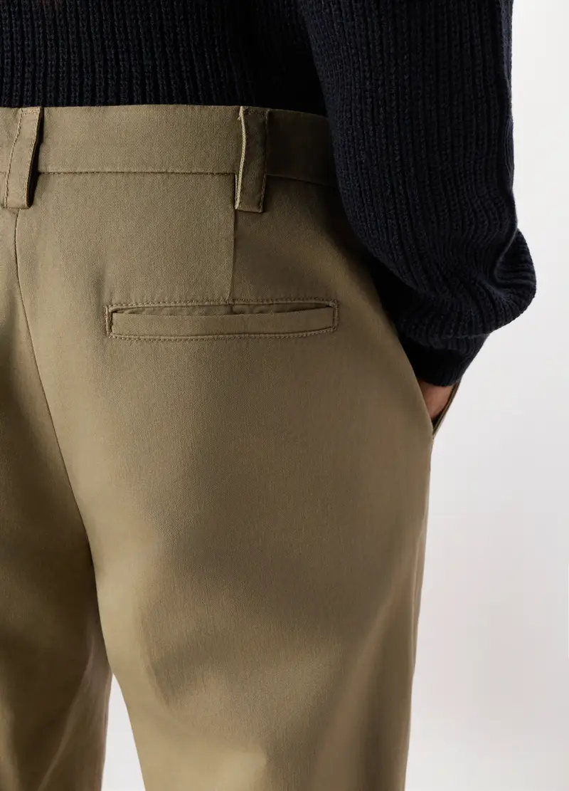 Pantalone Chino Regular Fit In Cotone, Uomo, Marrone khaki miniatura 3