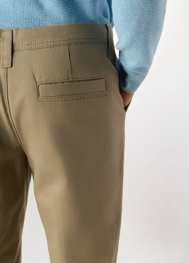 Pantalone Chino Regular Fit In Puro Cotone, Uomo, Beige chiaro miniatura 3