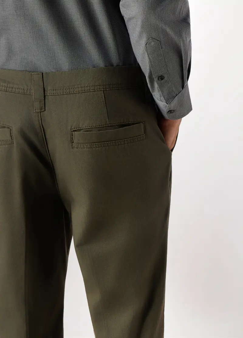 Pantalone Chino Regular Fit In Puro Cotone, Uomo, Grigio scuro miniatura 3