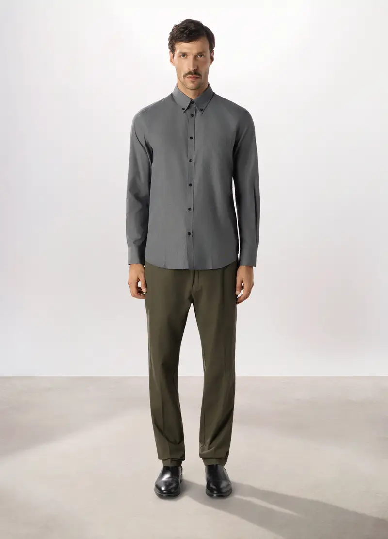 Pantalone Chino Regular Fit In Puro Cotone, Uomo, Grigio scuro