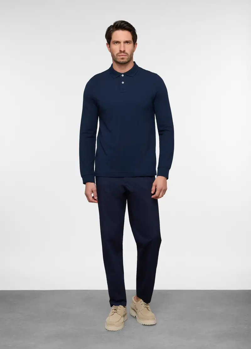 Pantalone Chino Relaxed Fit In Cotone Stretch Uomo, Blu scuro
