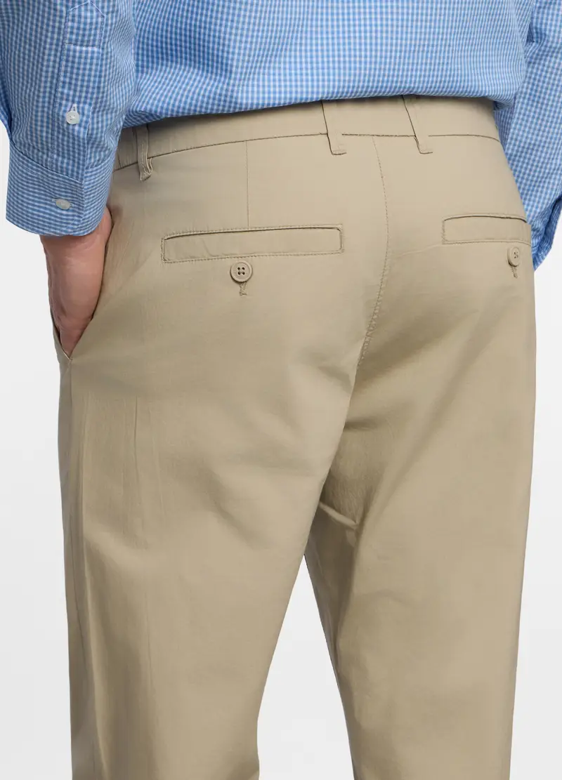 Pantalone Chino Slim Fit In Cotone Stretch Uomo, Beige miniatura 3