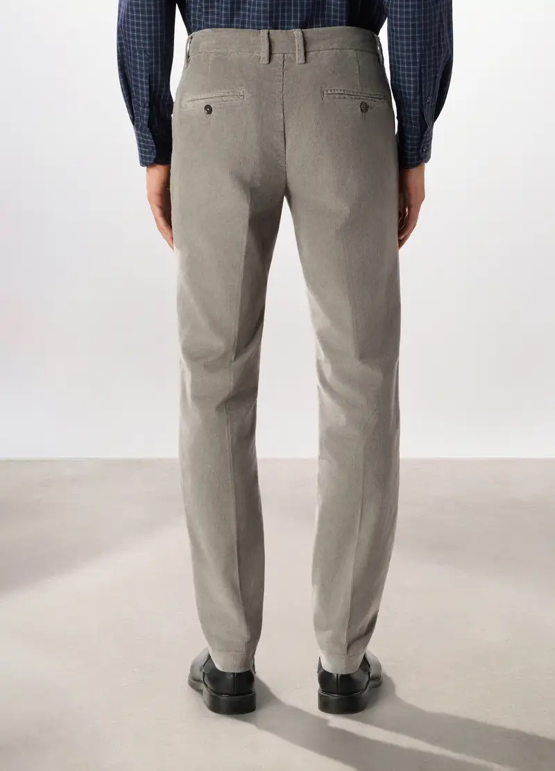 Pantalone Chino Slim Fit In Velluto A Coste Uomo, Grigio cemento miniatura 2