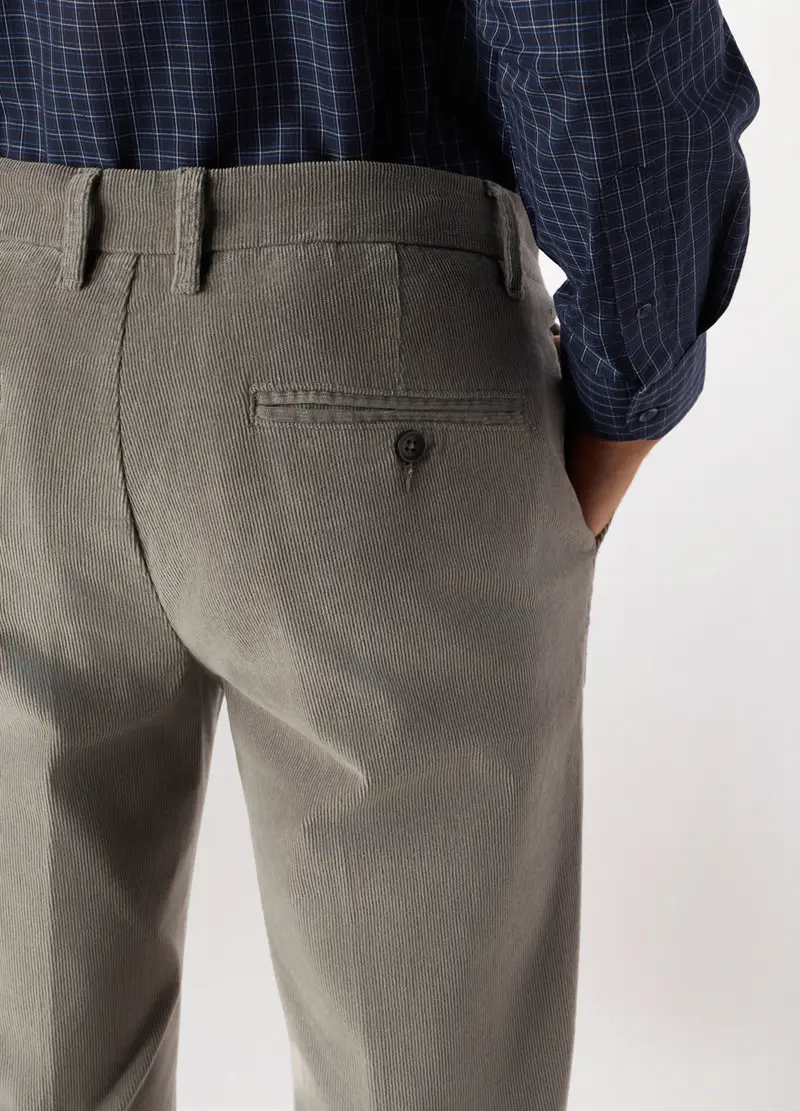 Pantalone Chino Slim Fit In Velluto A Coste Uomo, Grigio cemento miniatura 3