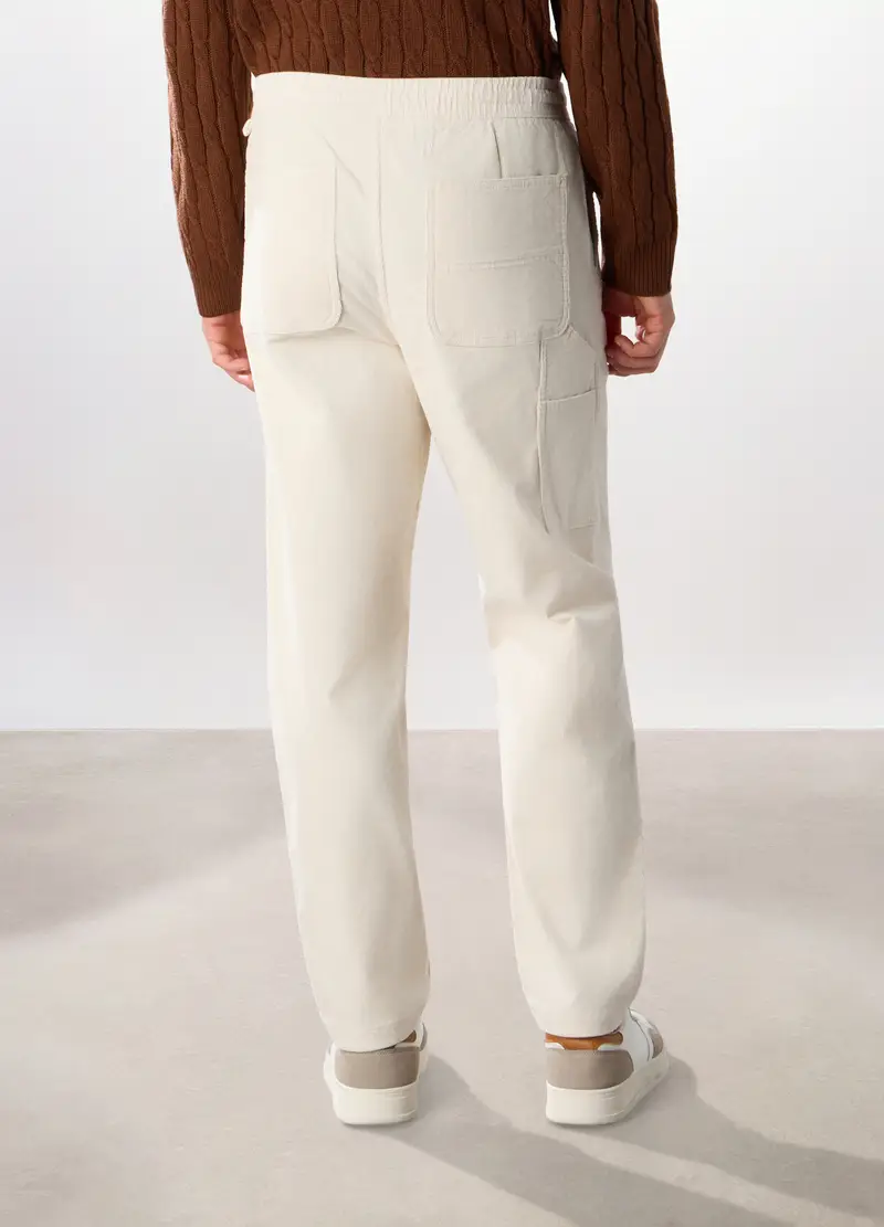 Pantalone In Velluto A Coste Di Cotone Stretch Uomo, Bianco latte miniatura 2