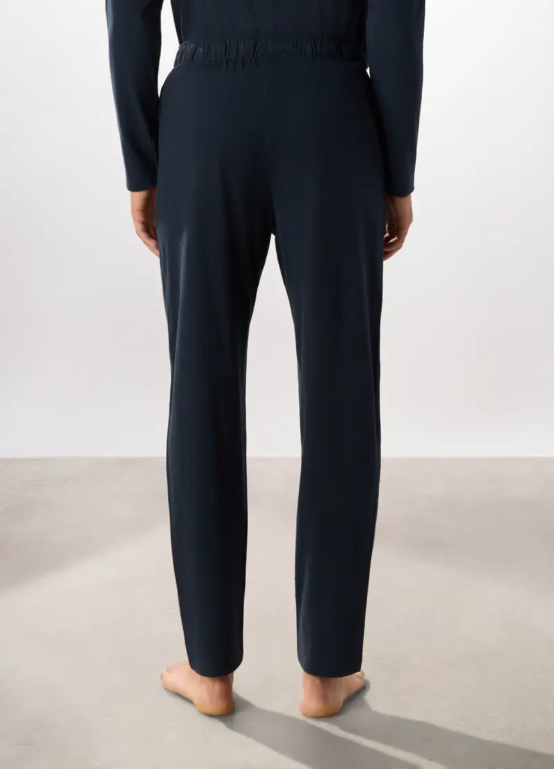 Pantalone Lungo Del Pigiama In Puro Cotone Uomo, Blu scuro miniatura 2