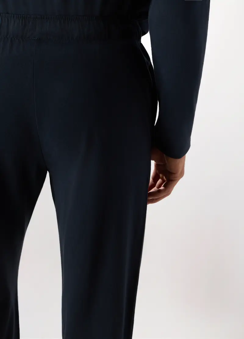 Pantalone Lungo Del Pigiama In Puro Cotone Uomo, Blu scuro miniatura 3
