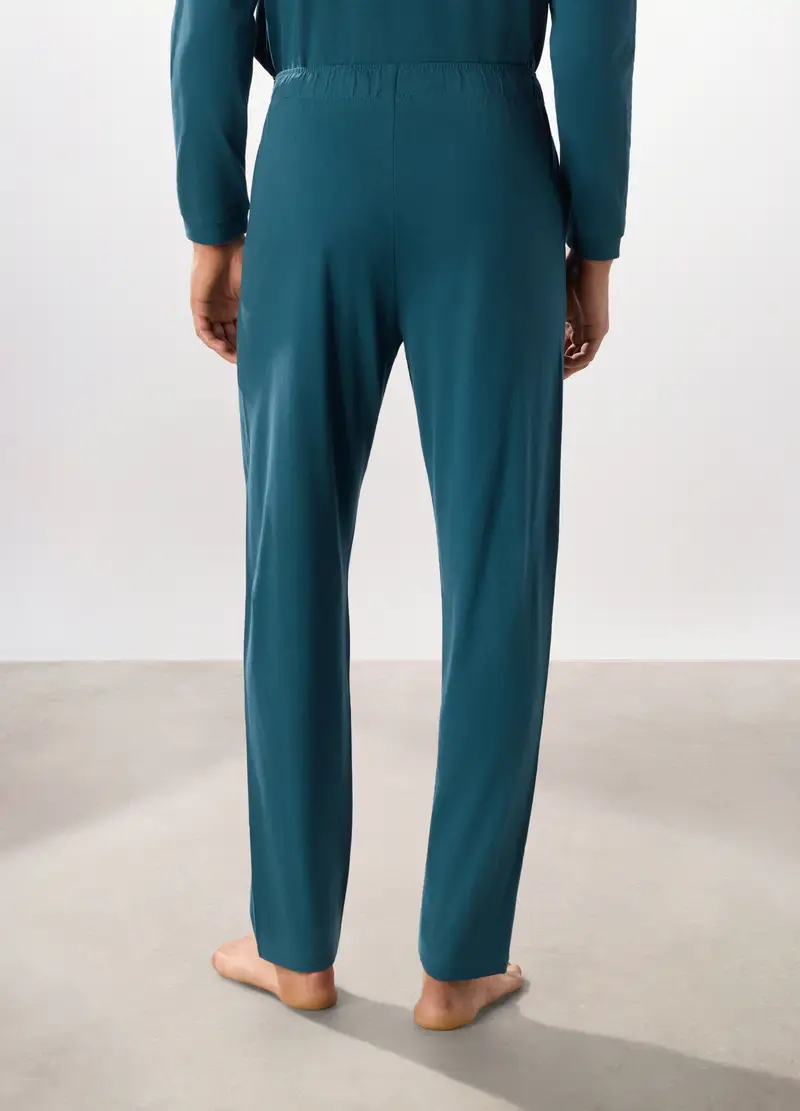 Pantalone Lungo Del Pigiama In Puro Cotone Uomo, Verde ottanio miniatura 2