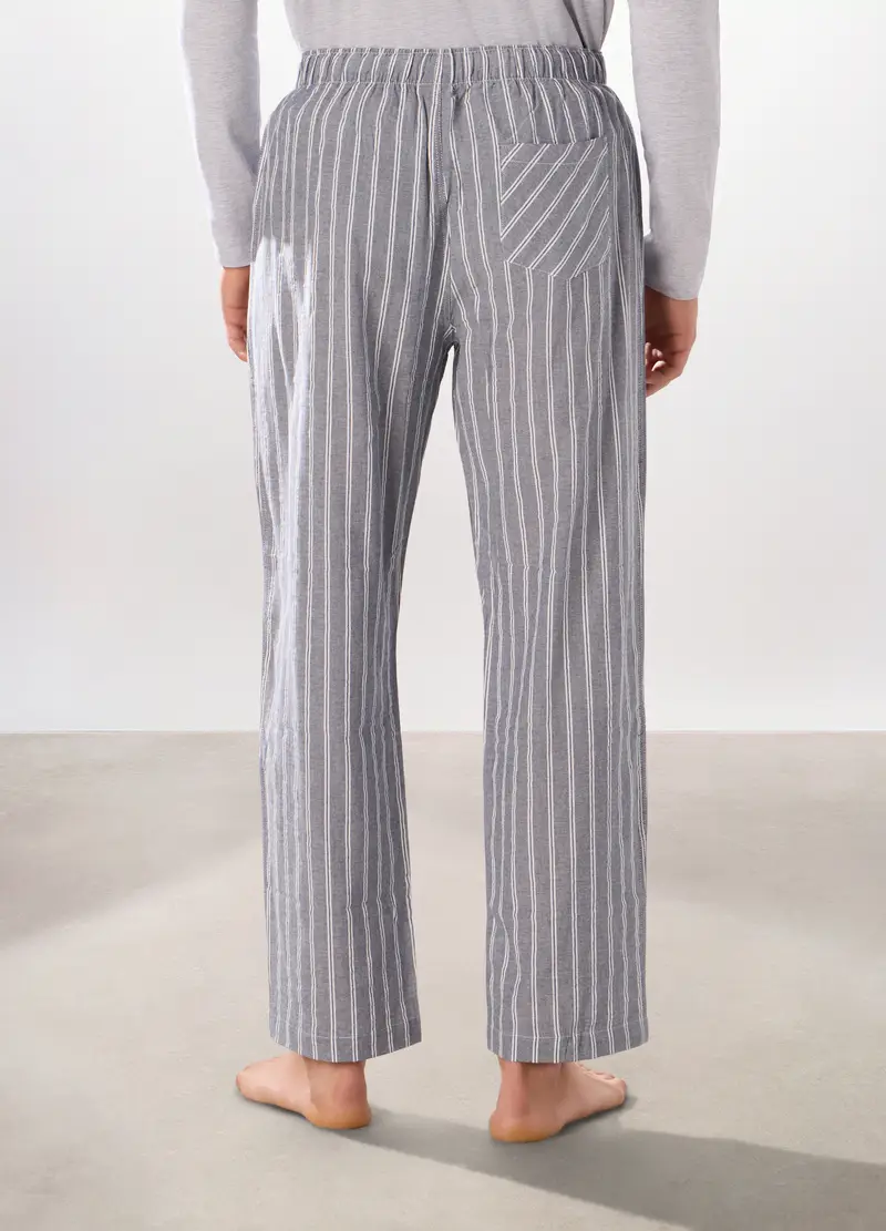 Pantalone Lungo Pigiama In Puro Cotone Uomo, Grigio melange miniatura 2