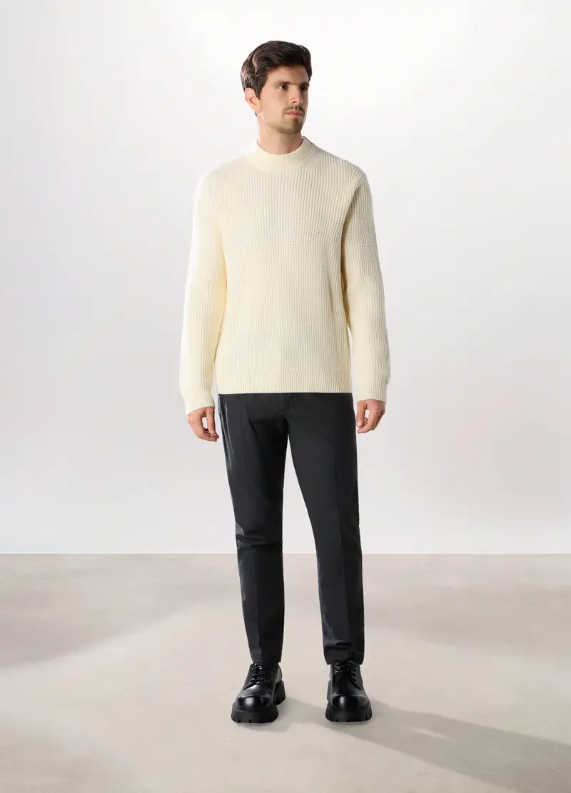 Pantalone Regular Fit In Cotone Stretch Uomo, Grigio scuro