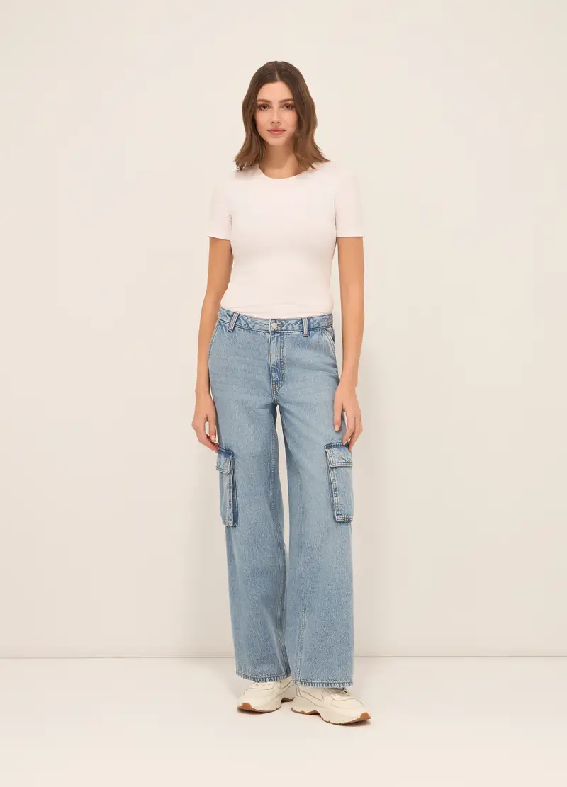 UPIM HB, Pantaloni Cardo In Denim Di Misto Cotone Donna, Azzurro chiaro, Taglia: 38