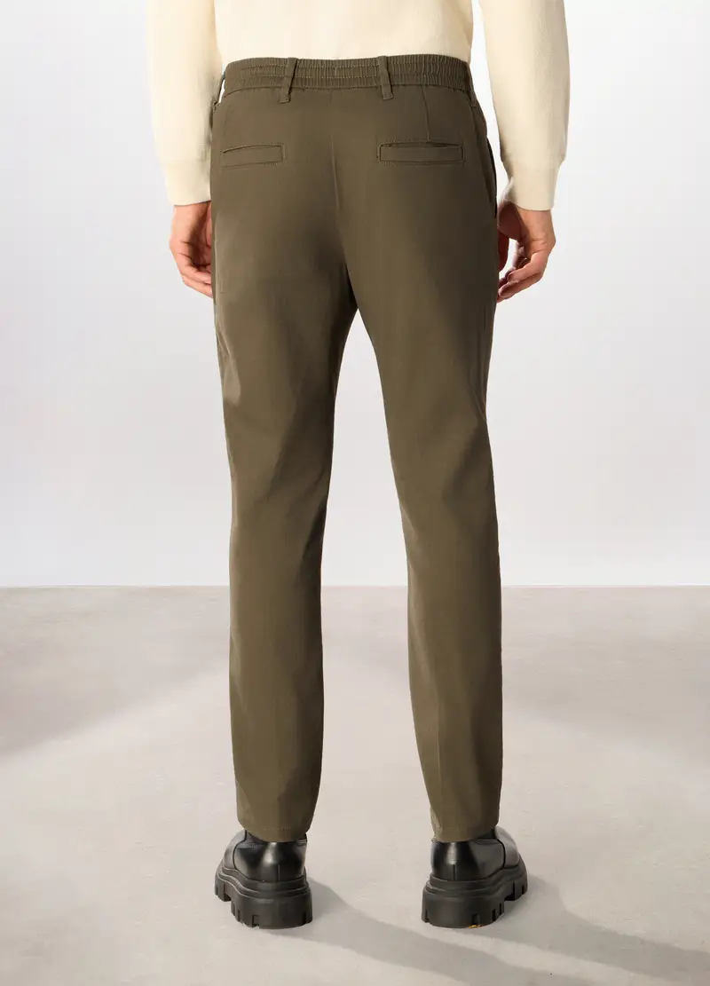 Pantaloni Chino In Cotone Stretch Uomo, Marrone fango miniatura 2
