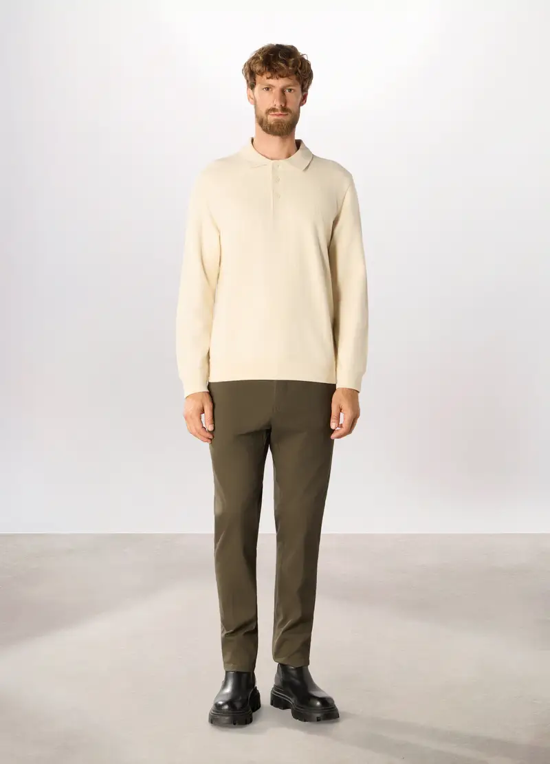 Pantaloni Chino In Cotone Stretch Uomo, Marrone fango