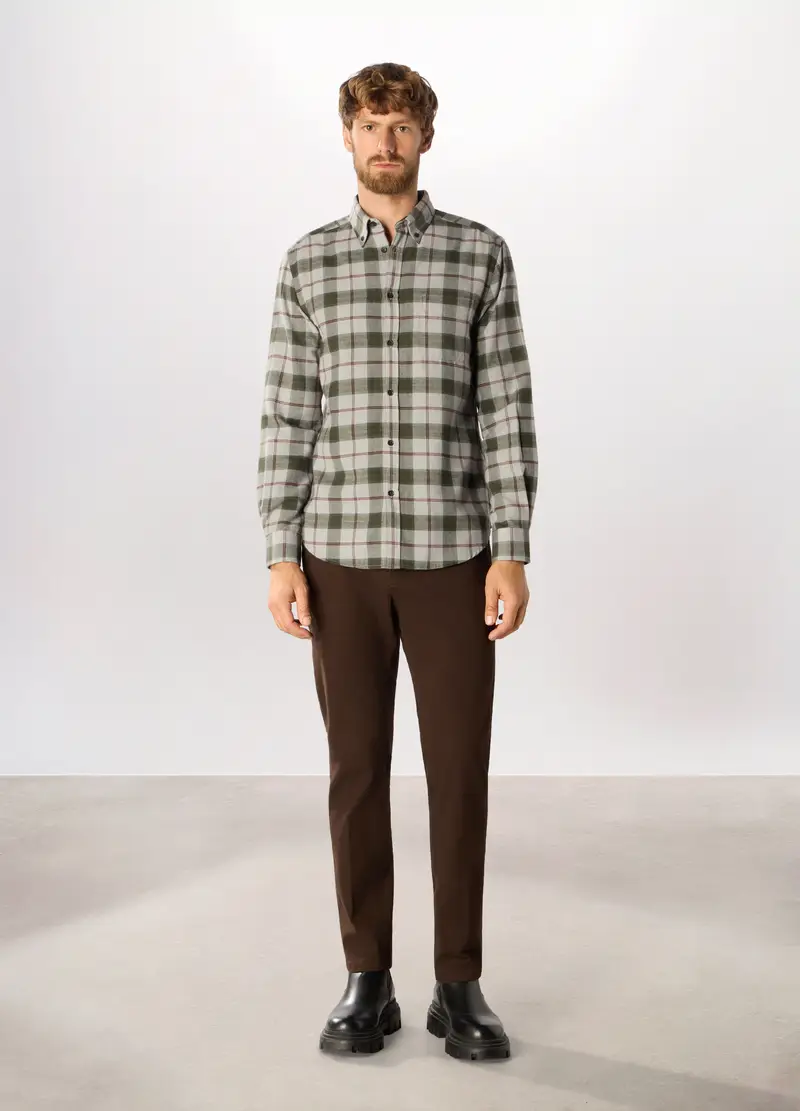 Pantaloni Chino In Cotone Stretch Uomo, Marrone testa di moro