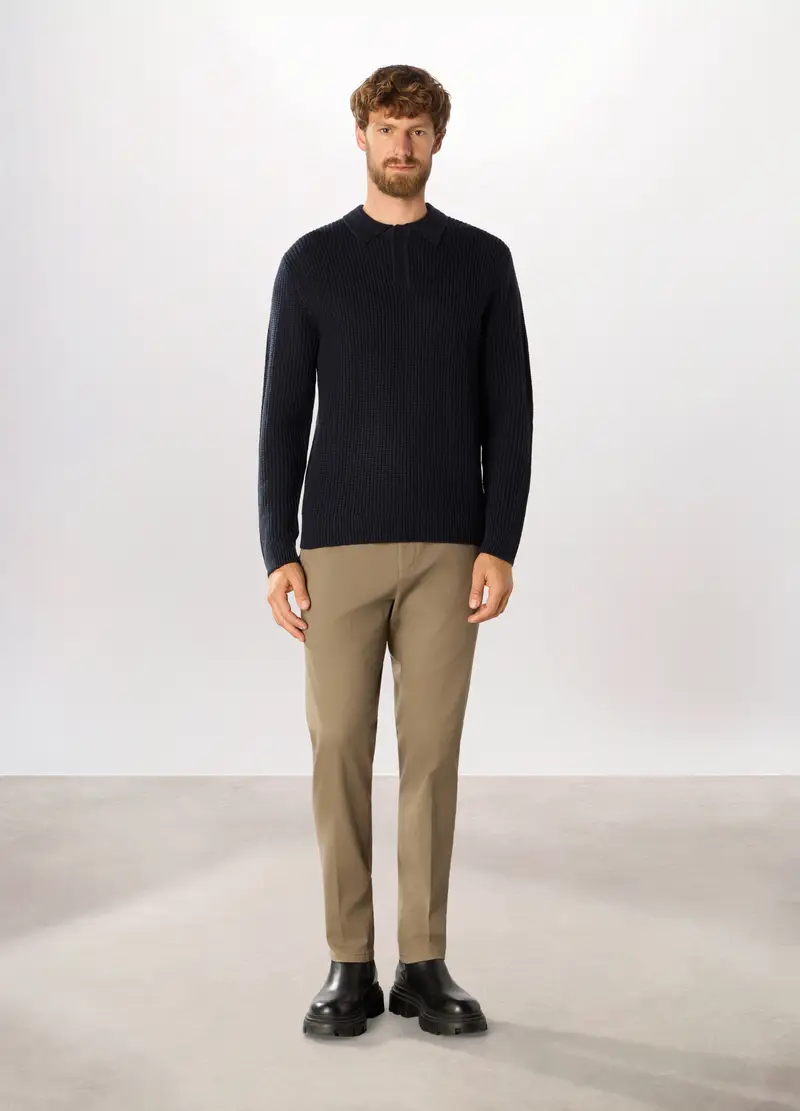 Pantaloni Chino In Misto Cotone Uomo, Beige scuro