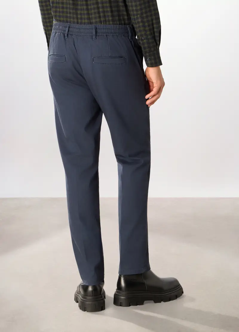 Pantaloni Chino In Misto Cotone Uomo, Blu navy miniatura 2