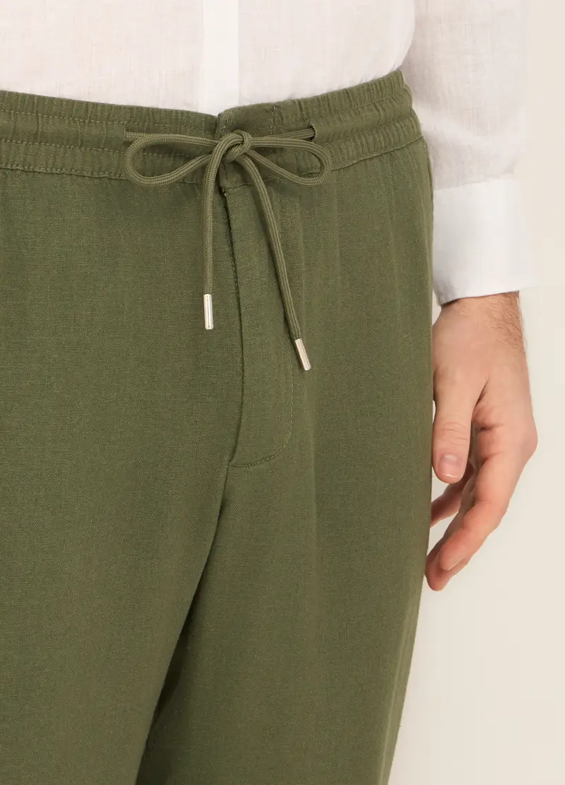 UPIM HB, Pantaloni Chino In Misto Lino Uomo, Verde muschio, Taglia: 44 miniatura 2