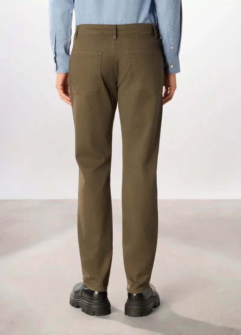 Pantaloni Chino In Twill Di Cotone Stretch Uomo, Marrone testa di moro miniatura 2