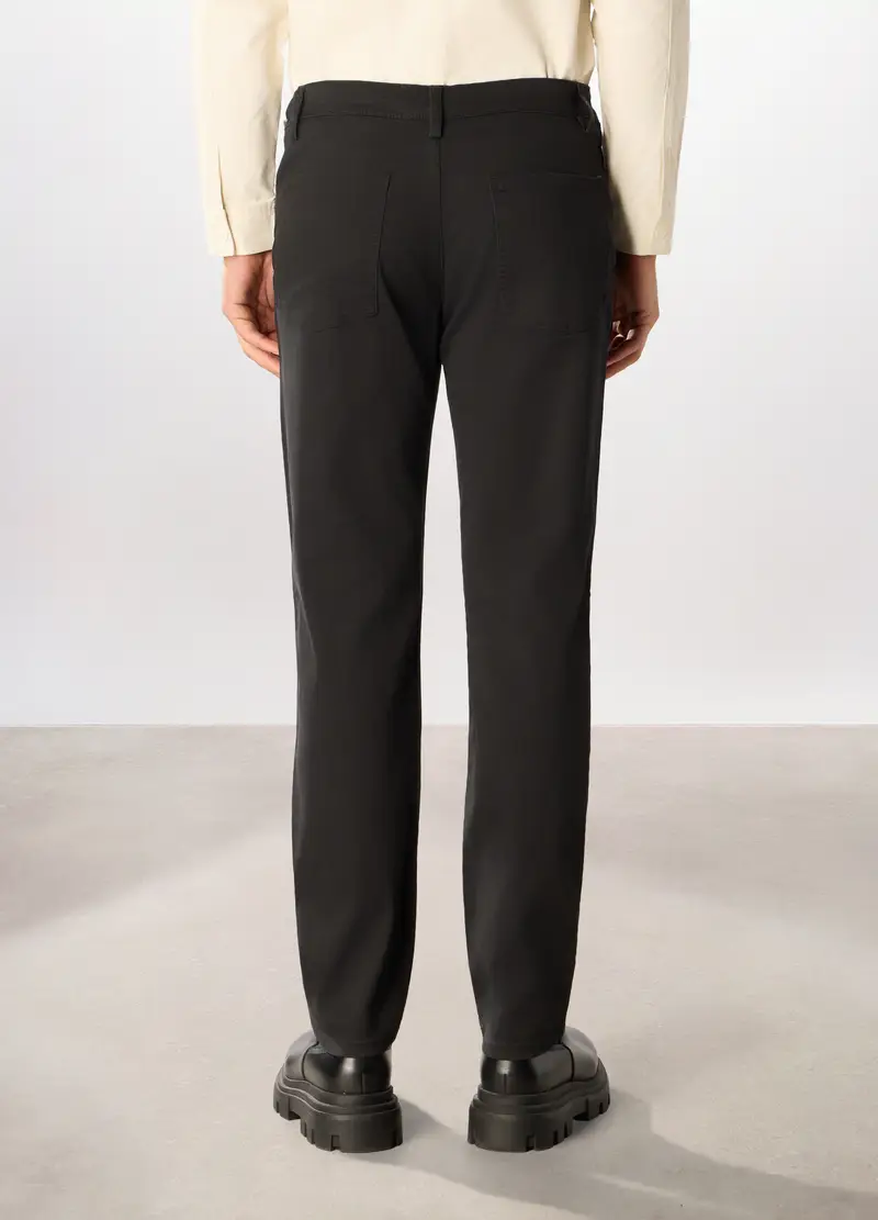 Pantaloni Chino In Twill Di Cotone Stretch Uomo, Nero miniatura 2