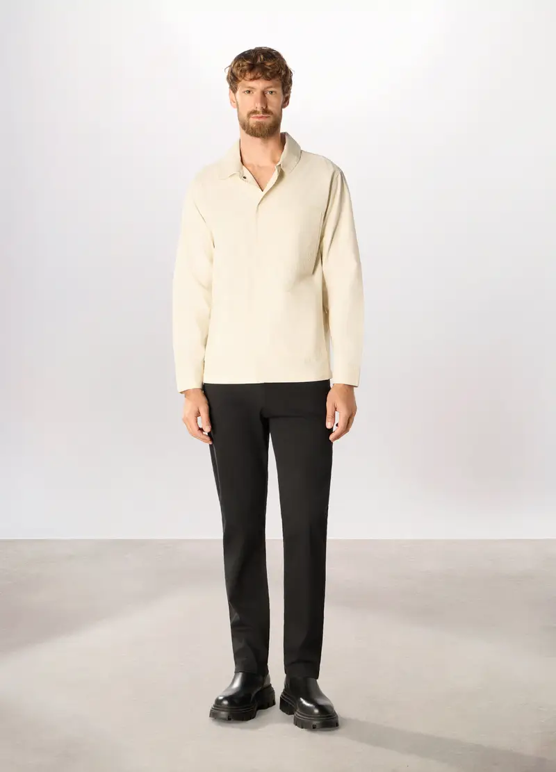 Pantaloni Chino In Twill Di Cotone Stretch Uomo, Nero