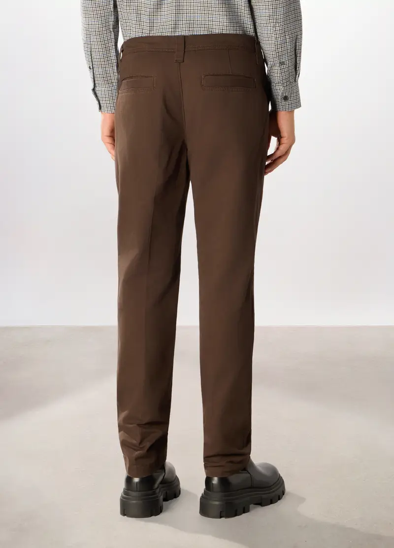 Pantaloni Chino In Twill Di Cotone Uomo, Marrone testa di moro miniatura 2