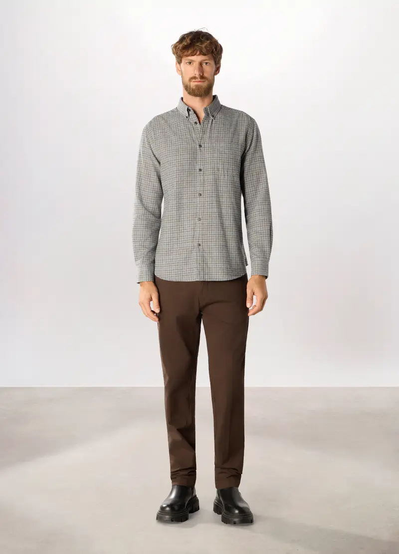 Pantaloni Chino In Twill Di Cotone Uomo, Marrone testa di moro