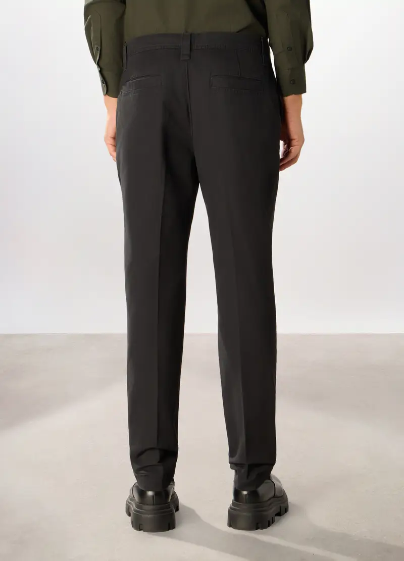 Pantaloni Chino In Twill Di Cotone Uomo, Nero miniatura 2