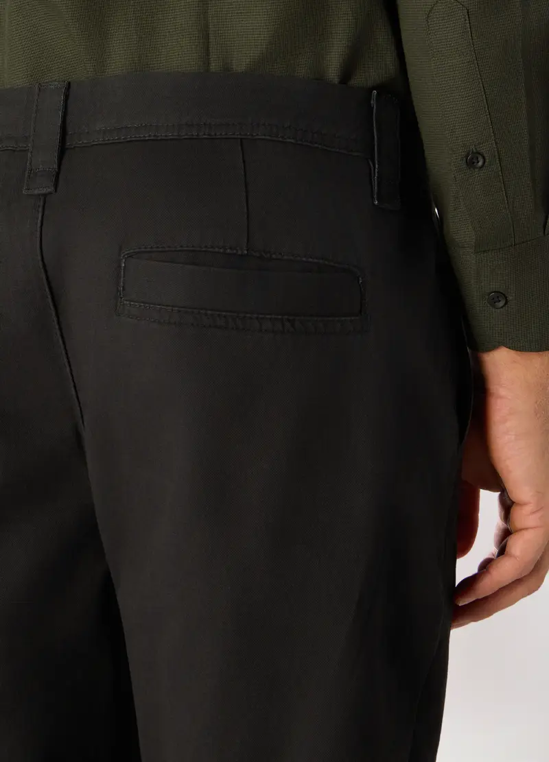 Pantaloni Chino In Twill Di Cotone Uomo, Nero miniatura 3