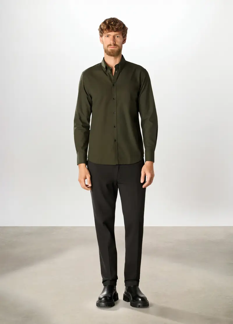 Pantaloni Chino In Twill Di Cotone Uomo, Nero