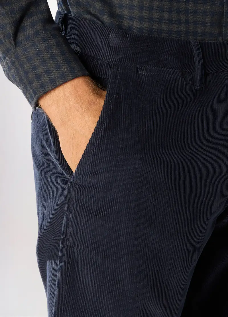Pantaloni Chino In Velluto A Coste Uomo, Blu navy miniatura 3