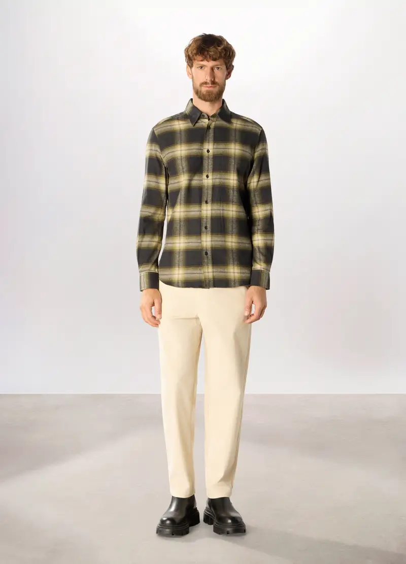 Pantaloni Chino In Velluto Diagonale Stretch Uomo, Bianco avorio